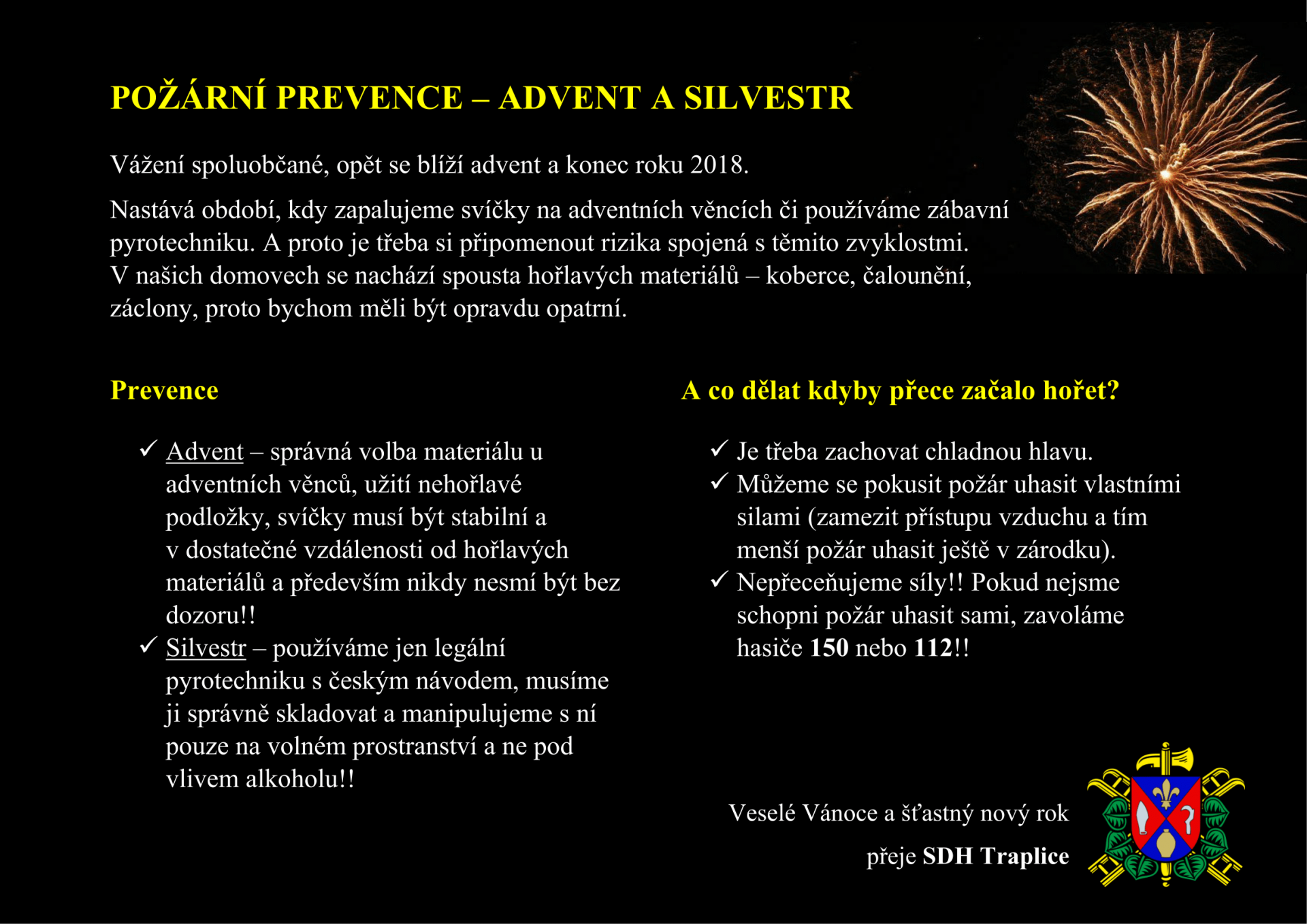 Požární prevence - advent a silvestr