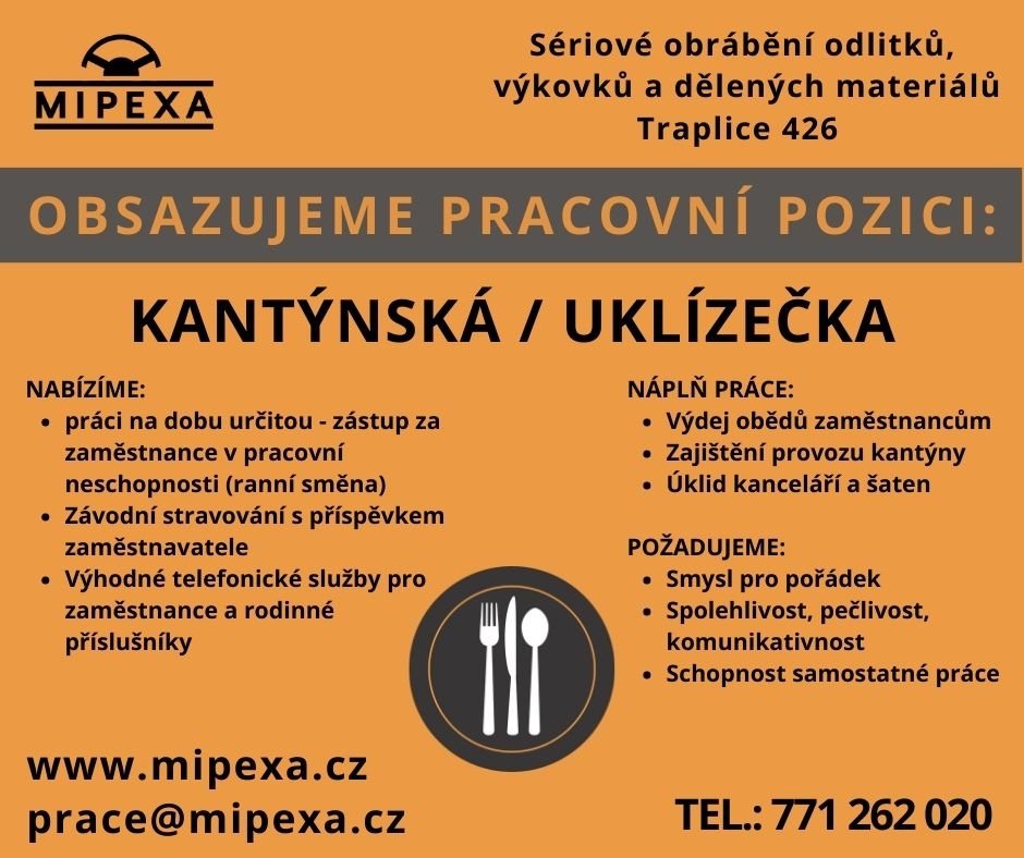 Nabídka práce - kantýnská/uklízečka