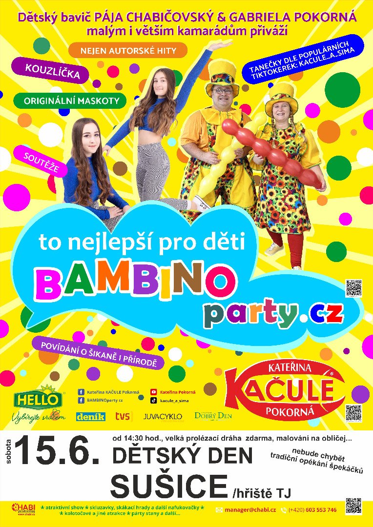 Obec Sušice zve na dětský den 15.6.2024