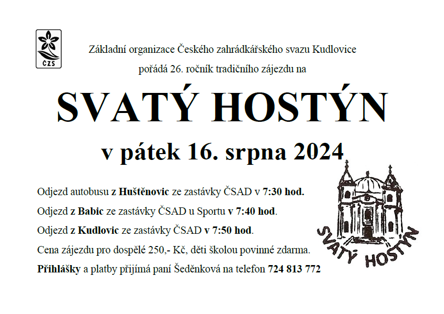 Zájezd na Svatý Hostýn 16.8.2024